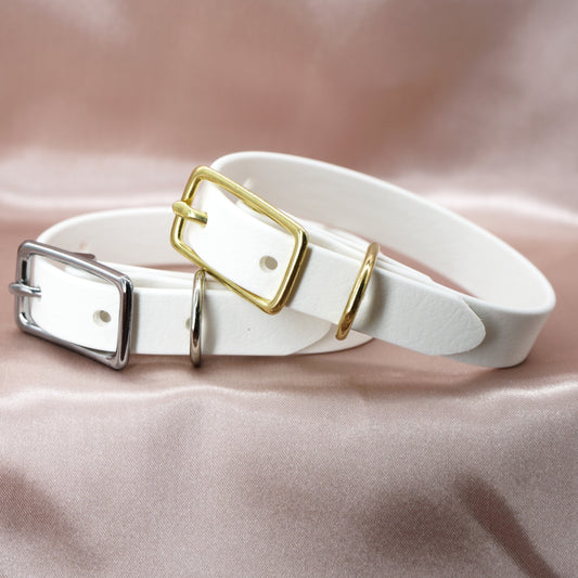 Collar cuero vegano WHITE