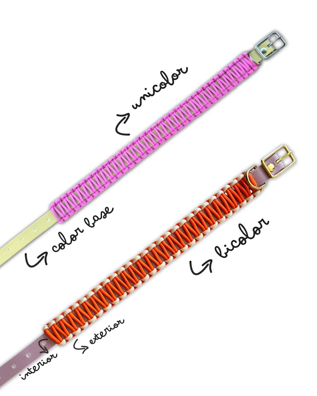 Collar Cuero Vegano y Paracord