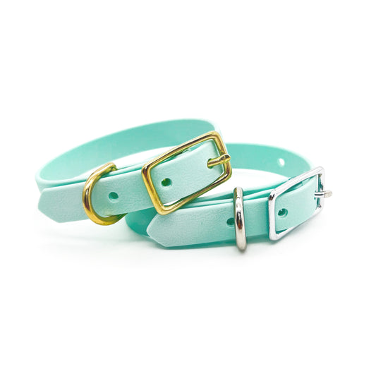 Collar cuero vegano BABY BLUE