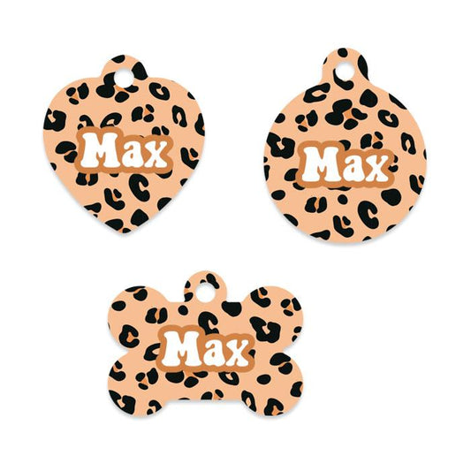 Brown LEOPARD metal tag