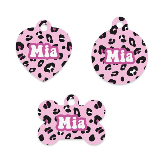 Pink LEOPARD metal tag